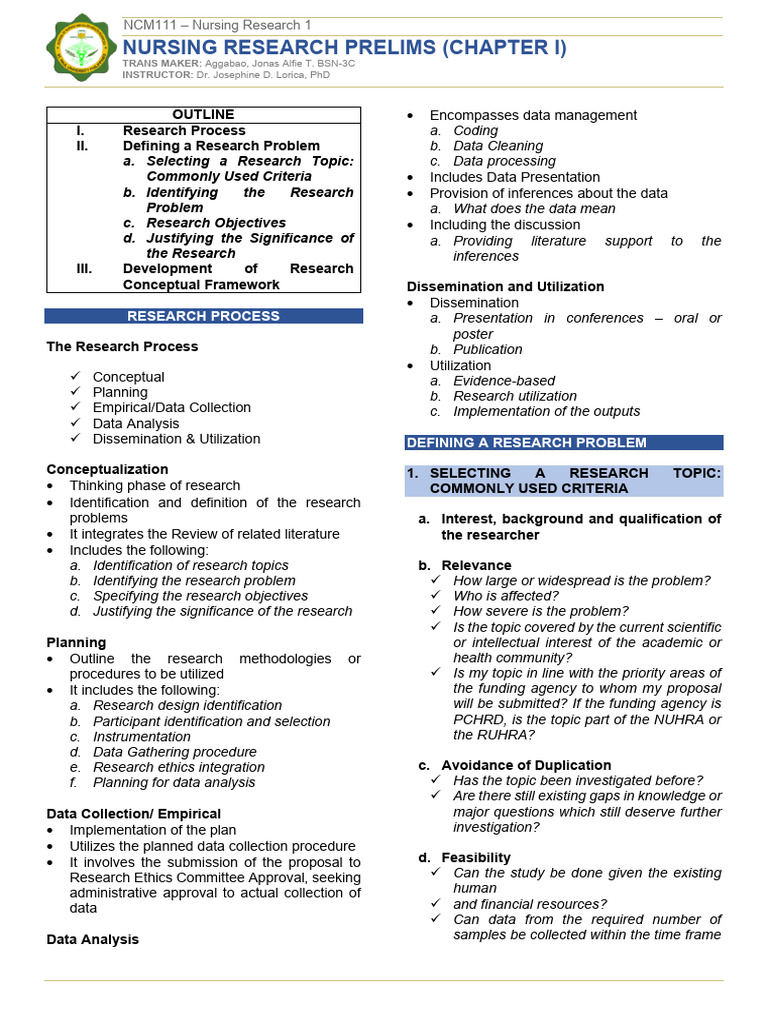 Nursing Research Prelims Trans | PDF
