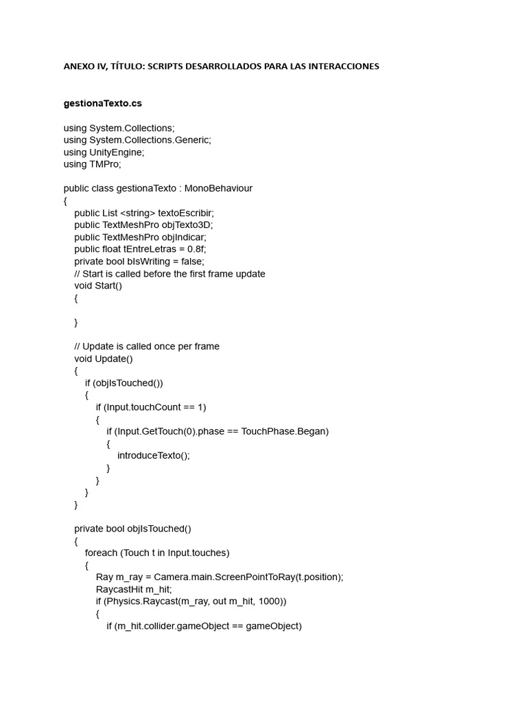 Anexo IV Scripts Desarrollados para La Interacción | PDF