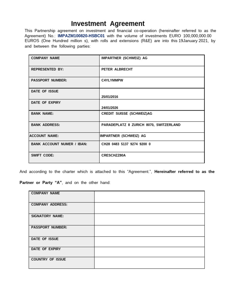 AGREEMENT-HSBC-GERMANY 100 M EURO 21 JAn 2021 WHR LSA | PDF ...