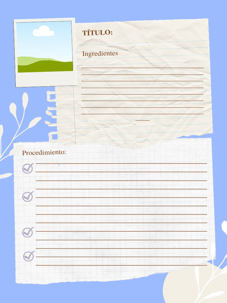 Purple Ripped Paper Food Recipe Card | PDF