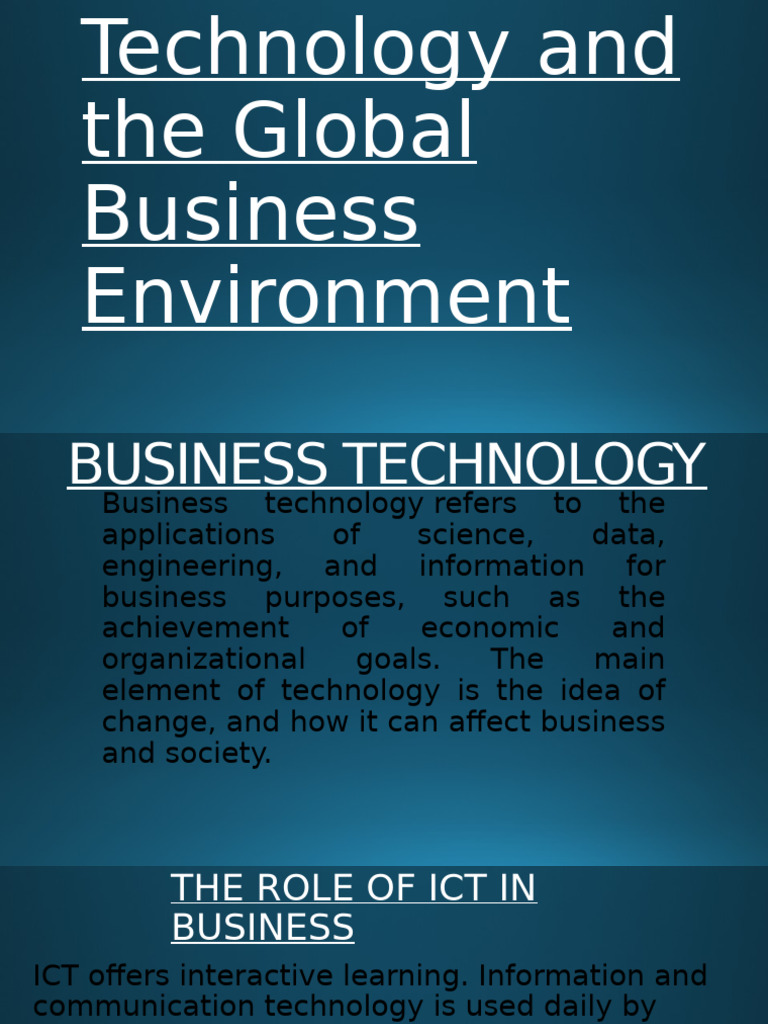 Technology and The Global Business Environment | PDF