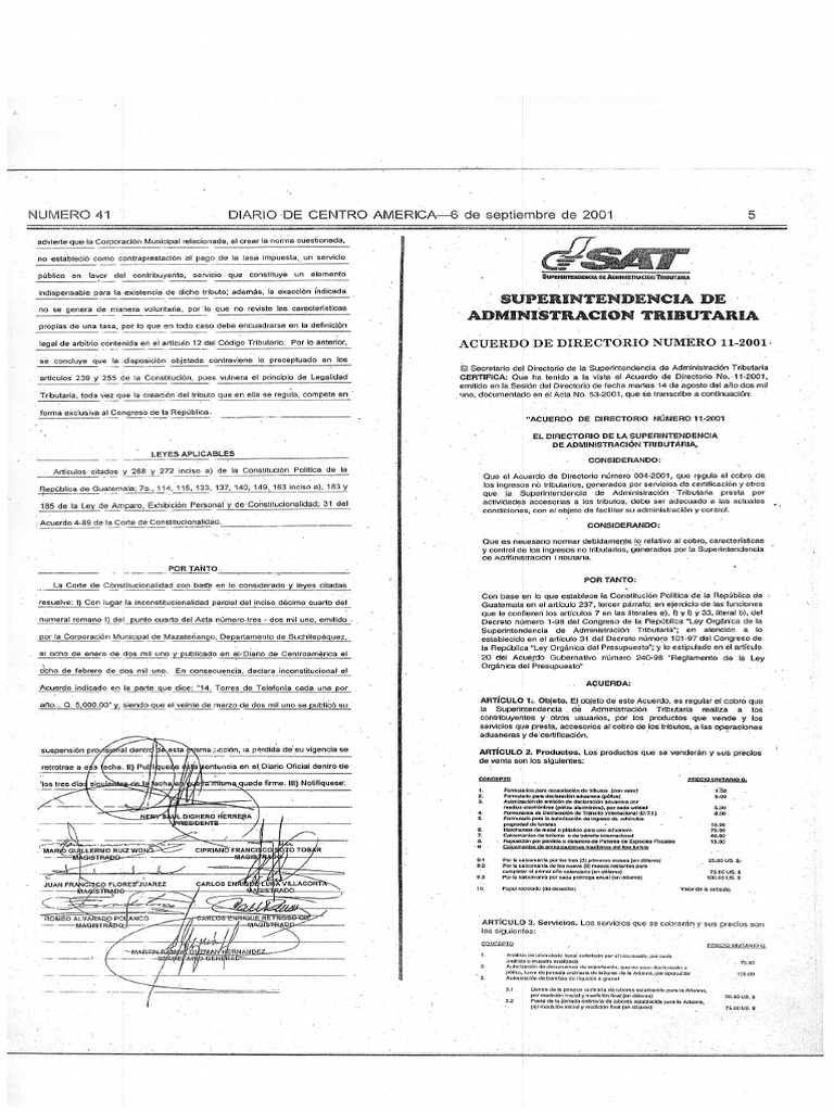 Acuerdo de Directorio Numero 11 2001 | PDF