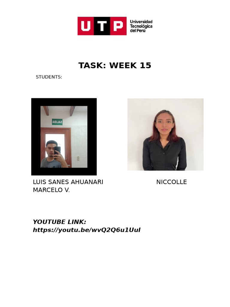 Week 15 Student Task Overview | PDF