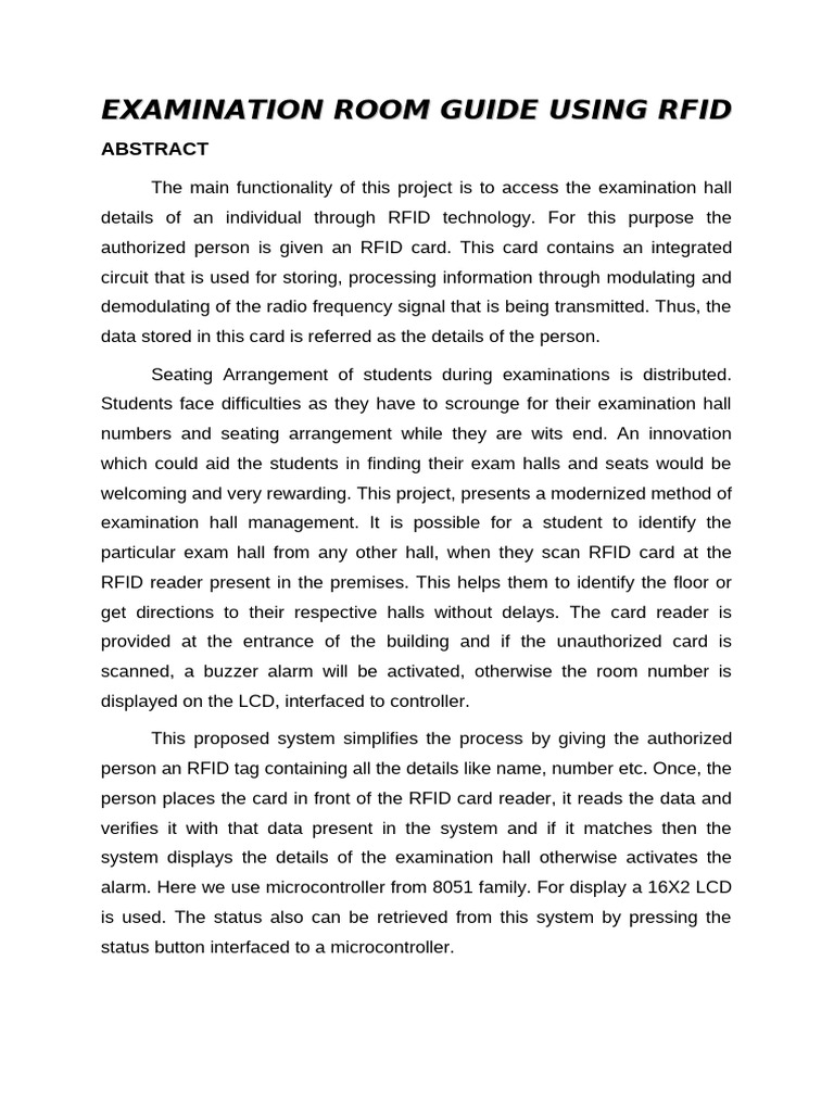 Examination Room Guide Using Rfid | PDF