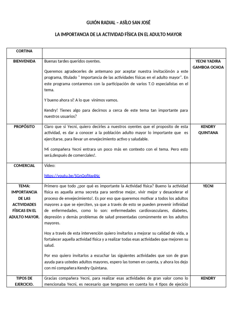 Guión Programa Radial | PDF