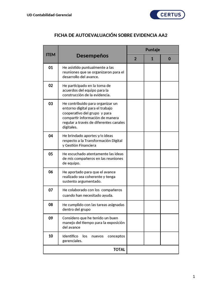 Autoevaluación en Contabilidad Gerencial | PDF