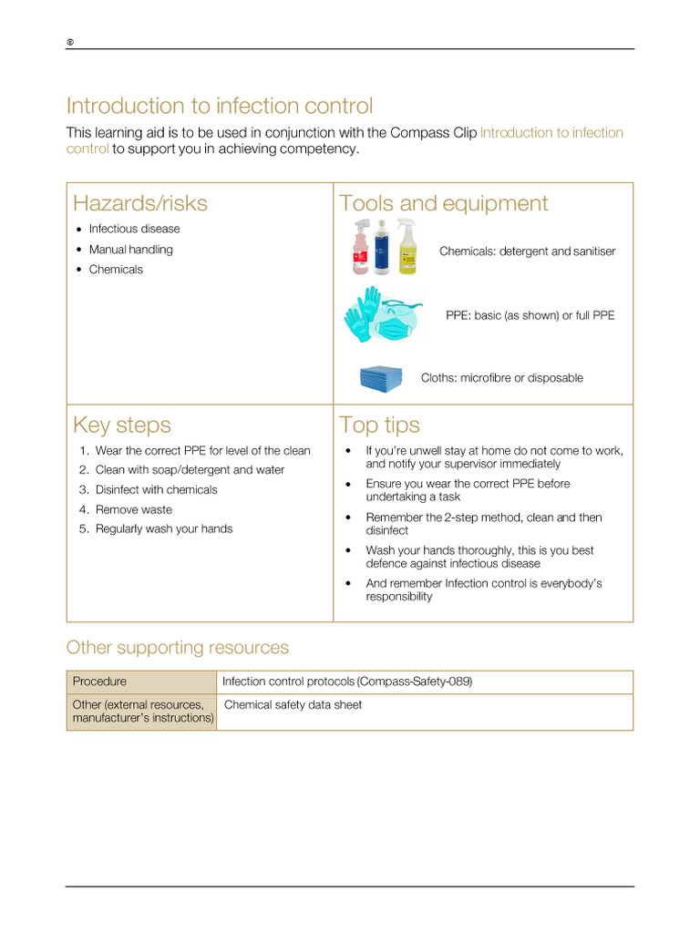 Introduction to Infection Control Learning Aid | PDF