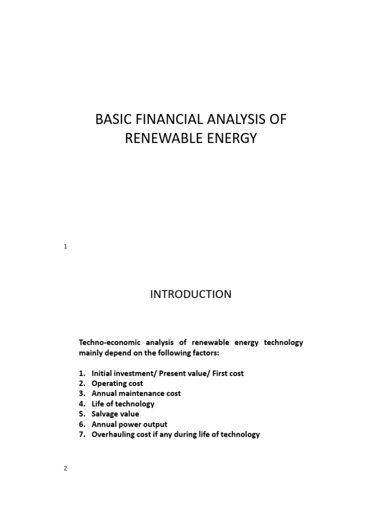2) Economic Analysis of Renewable Energy Part 2 | PDF