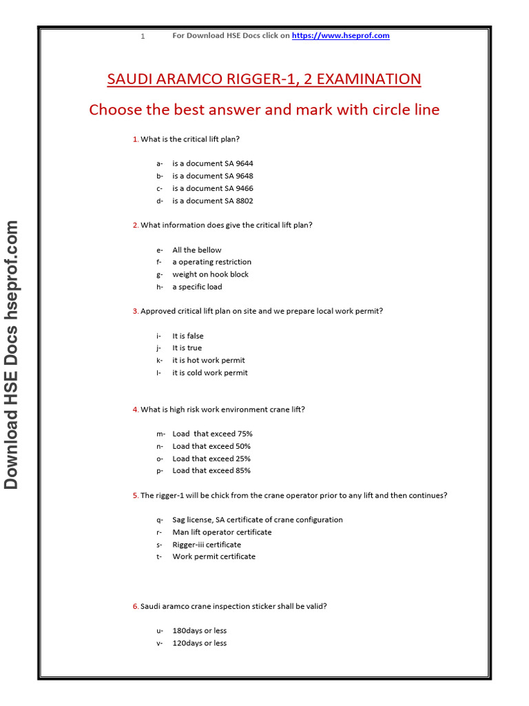 Rigger Level 1 Question Answer S 1724681556 Pdf