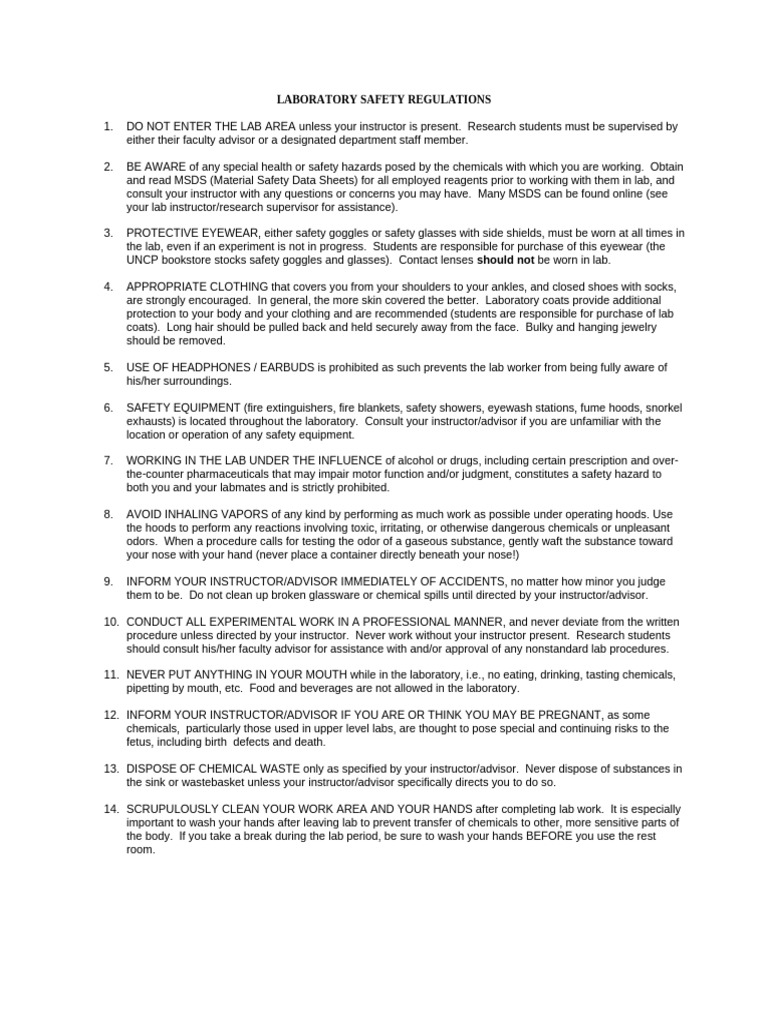 Lab+Safety+Guidelines Revised | PDF