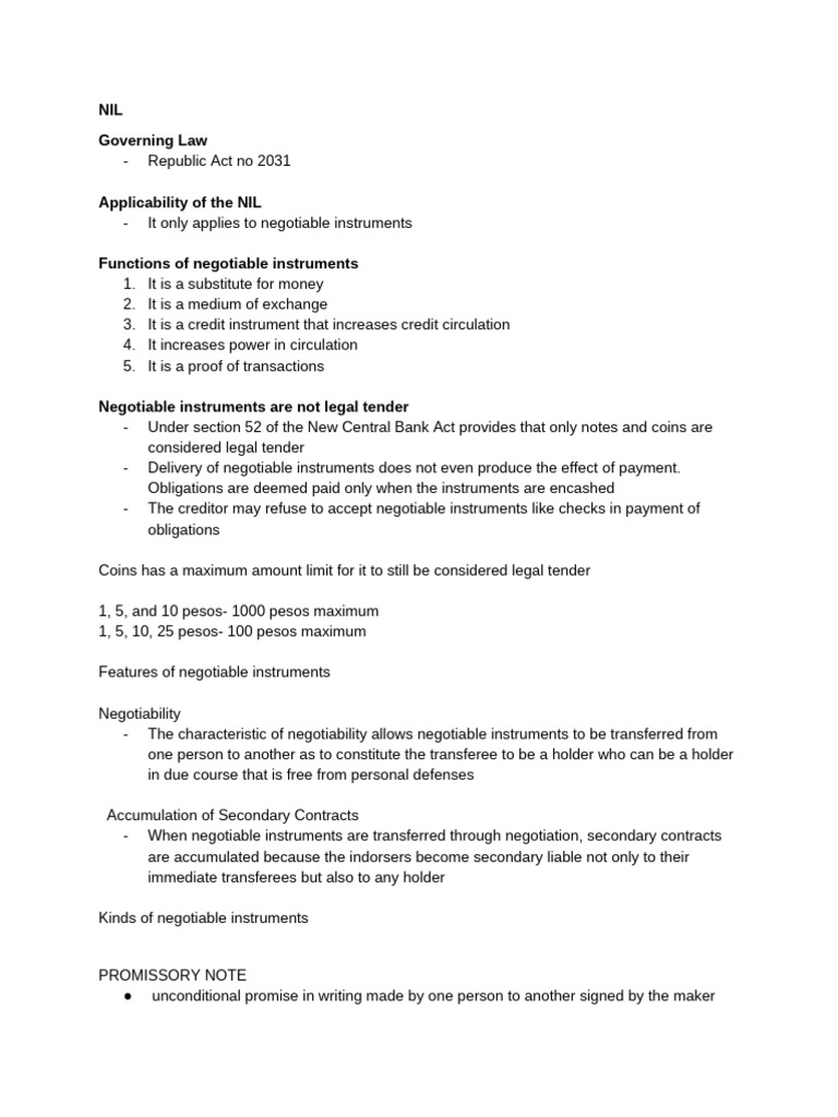 NIL Notes | PDF