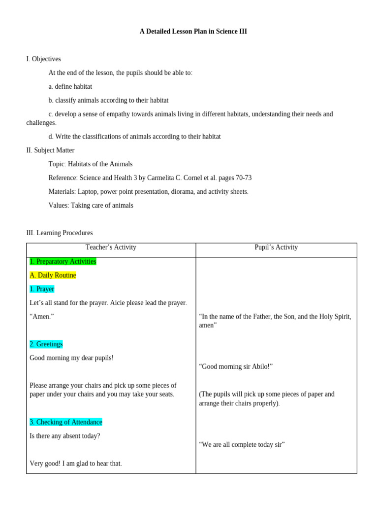 A Detailed Lesson Plan in Science III | PDF