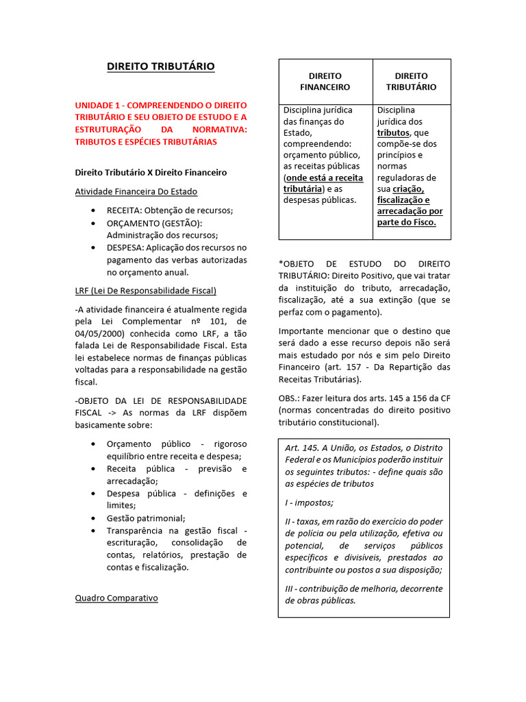 Resumo Direito Tributário | PDF