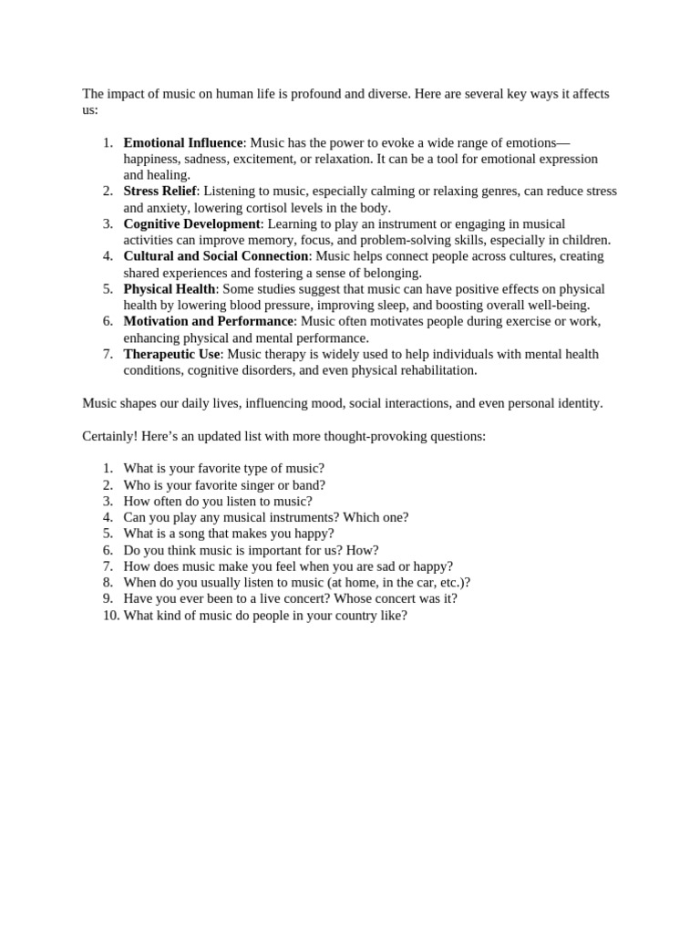 The impact of music on human life is profound and diverse pdf