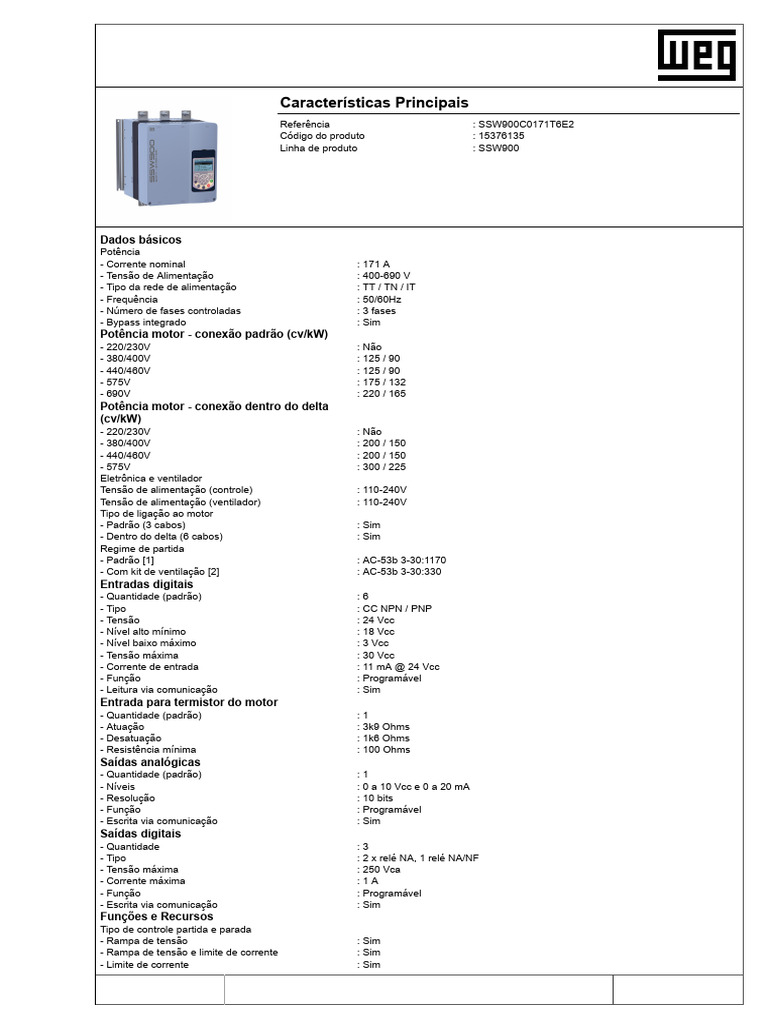 Soft Starter Ssw900c0171t6e2 | PDF