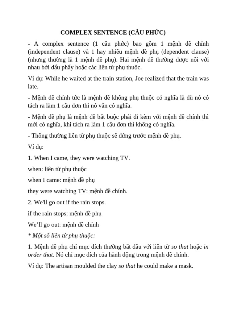 Complex Sentence | PDF