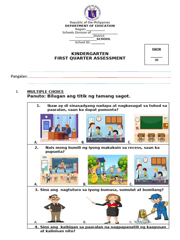 Q1 Kinder Assessment | PDF
