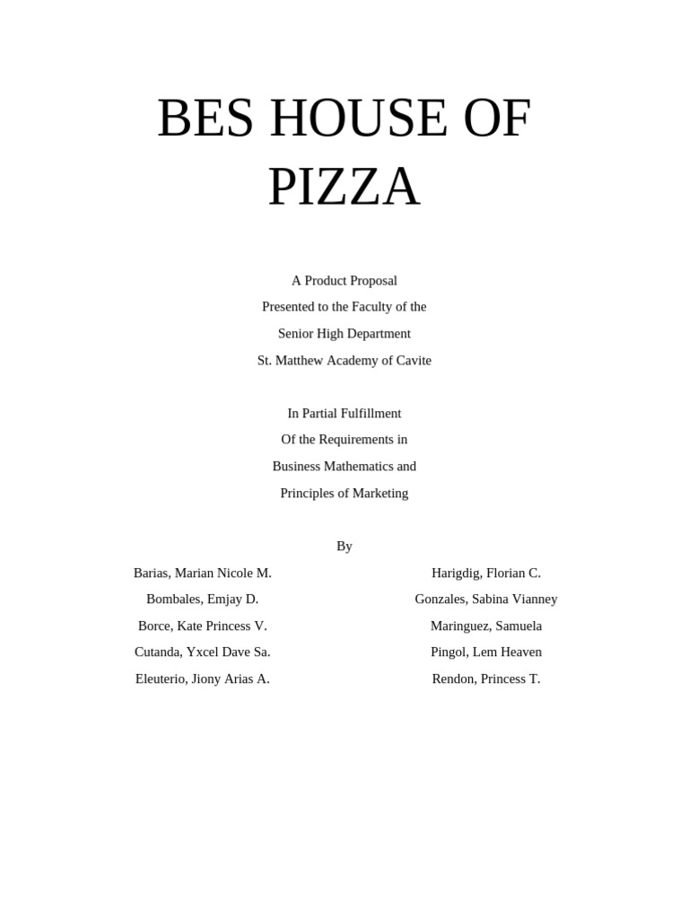 Bes house of pizza pdf