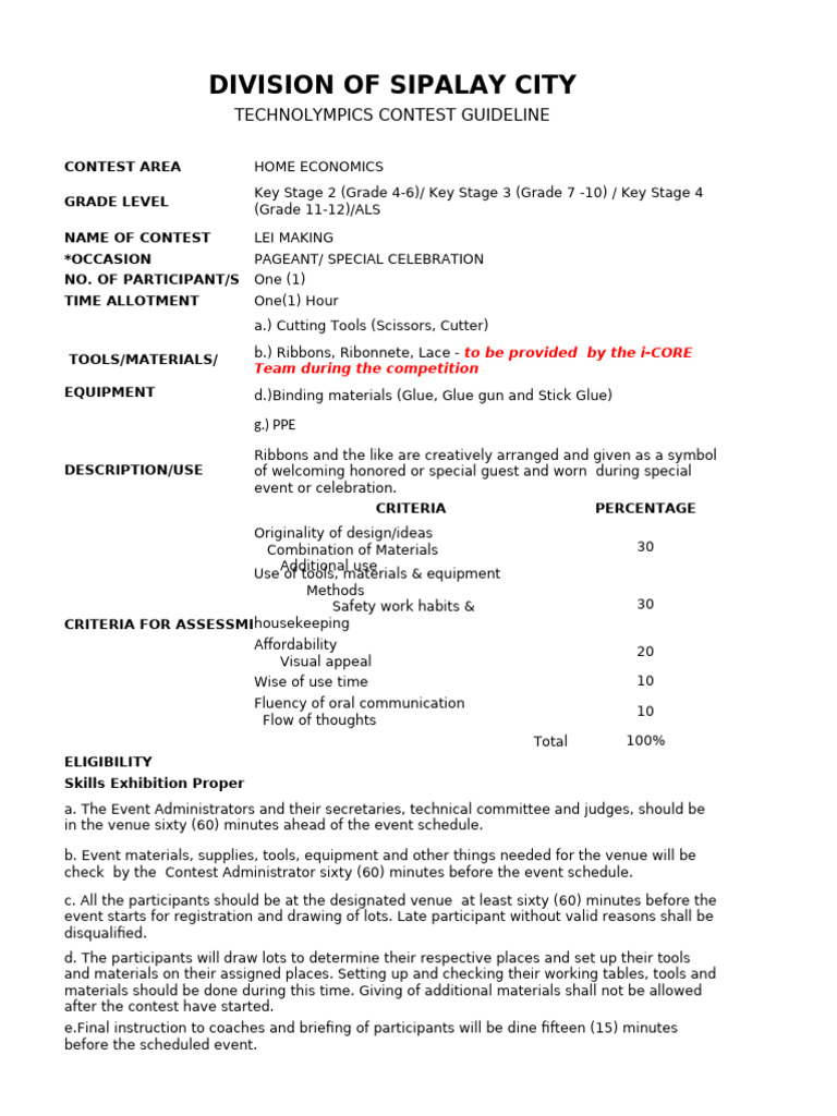 Lei Making Contest Guidelines | PDF