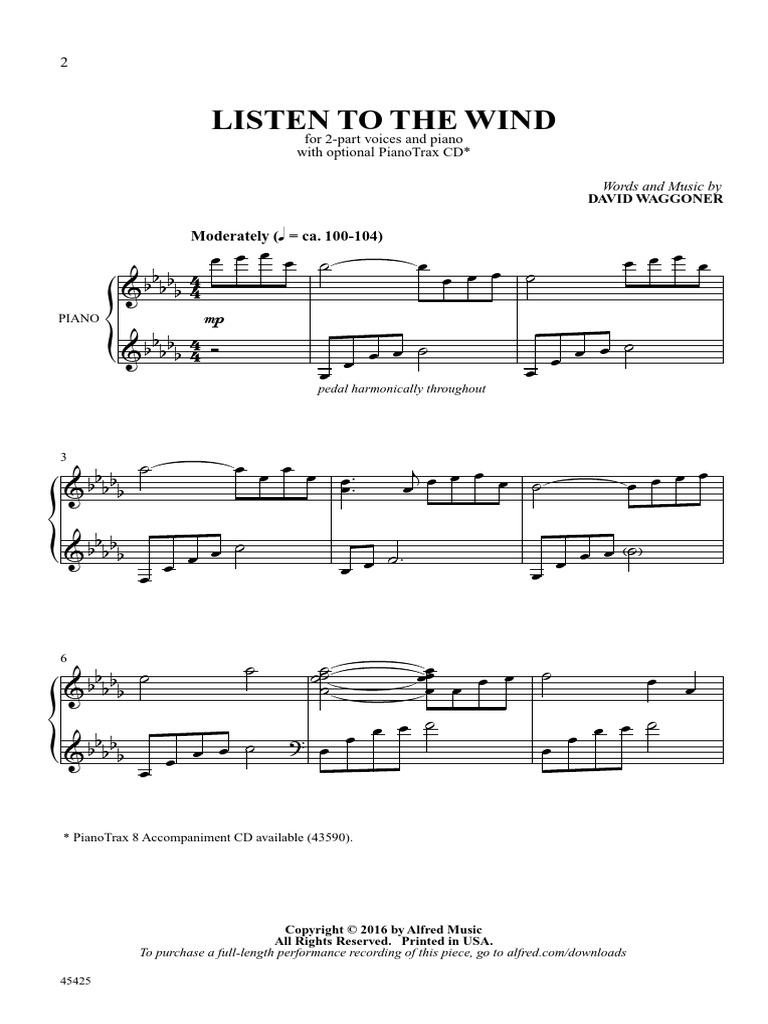 Listen To The Wind Arr. David Waggoner 2pt | PDF | Box Zithers ...