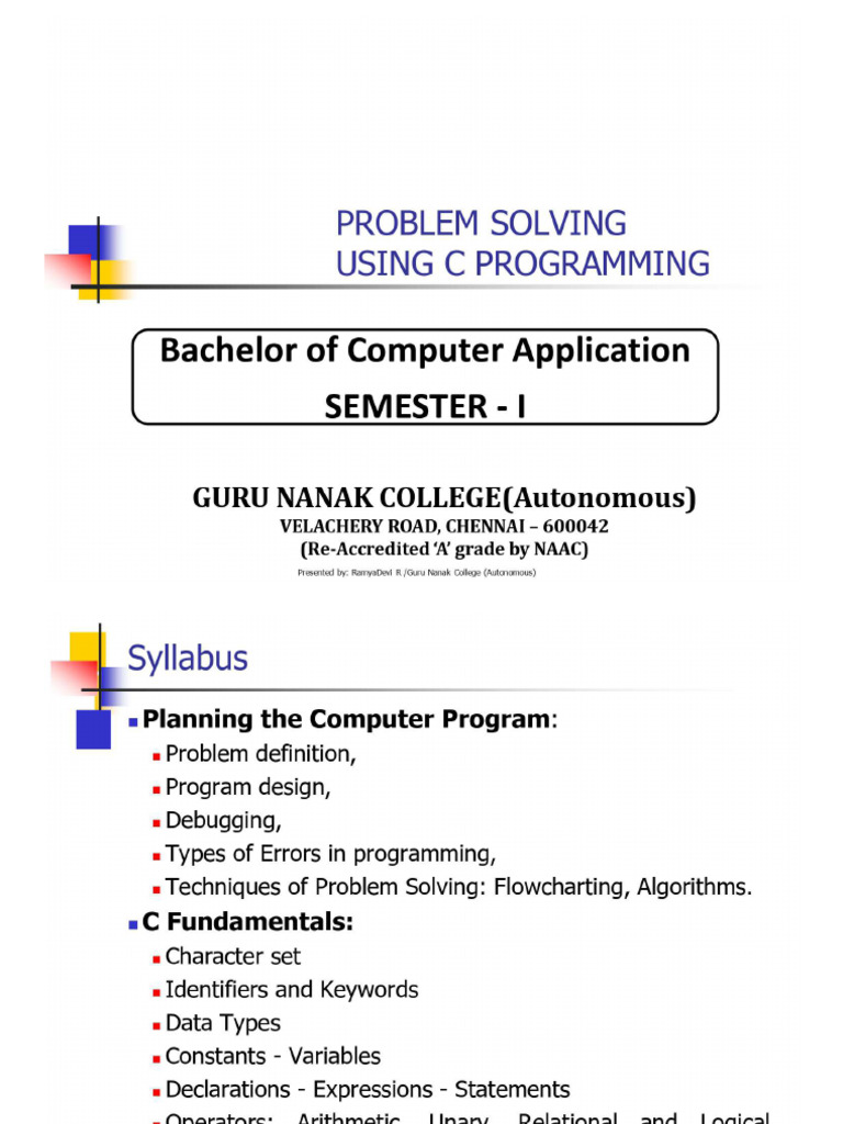 Problem solving using c pdf