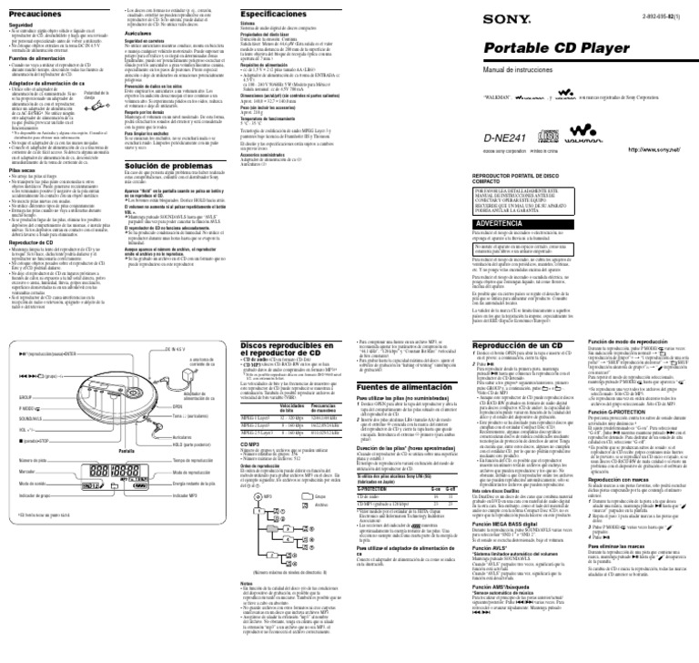 Portable CD Player: Manual de Instrucciones | PDF | Multimedia ...