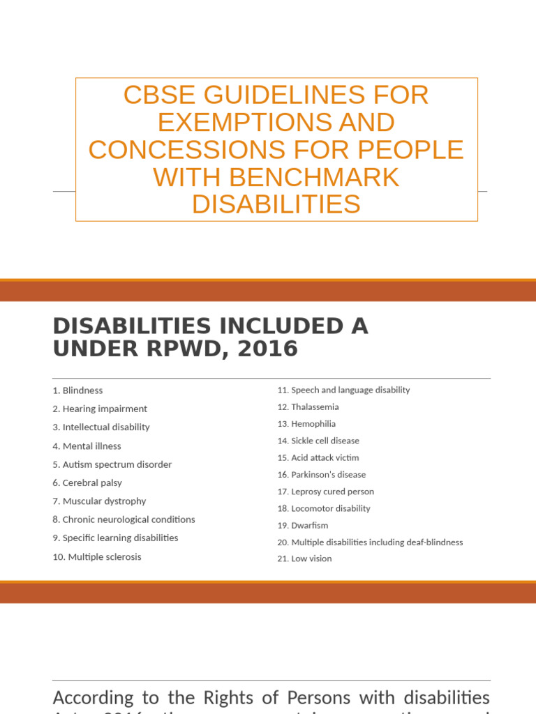 CBSE Guidelines for Special Needs Exemptions | PDF | Disability ...