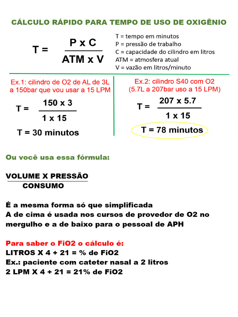 Calculo Rapido de Uso de O2 | PDF