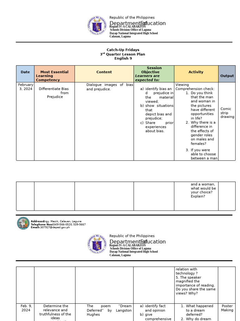 English 9 Q3 Lesson Plan: Bias & Truth | PDF | Bias | Social Psychology