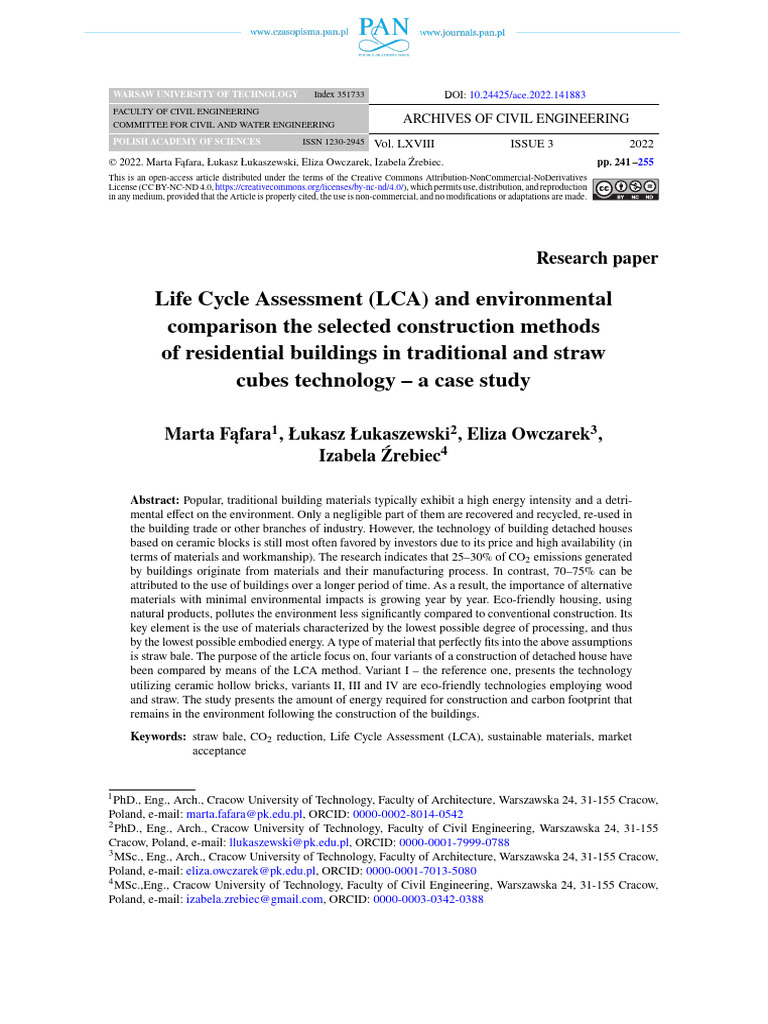 Life Cycle Assessment (LCA) and Environmental | PDF