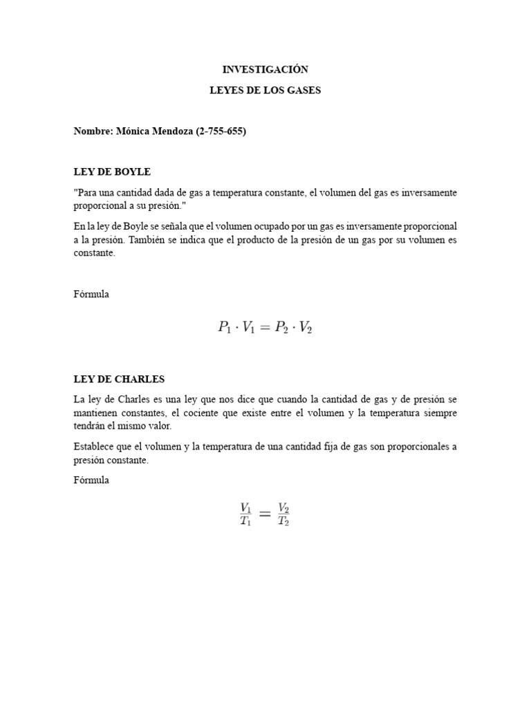 Leyes de los Gases: Boyle, Charles y Más | PDF | Gases | Ciencia y ...