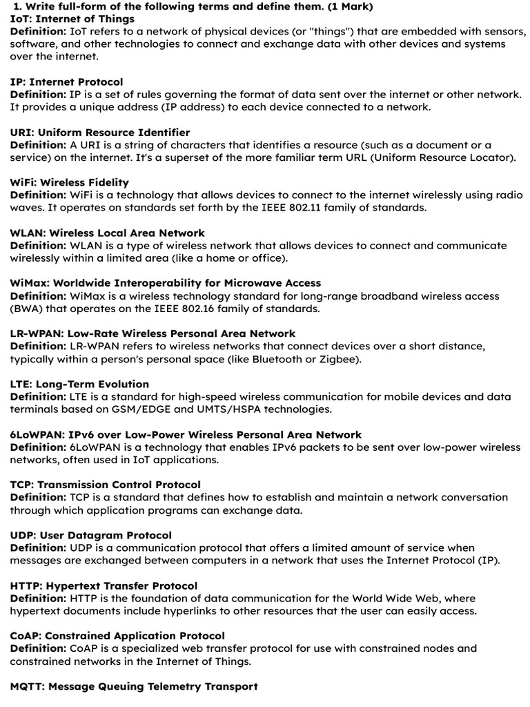 Unit 1 Iot Assignment | PDF