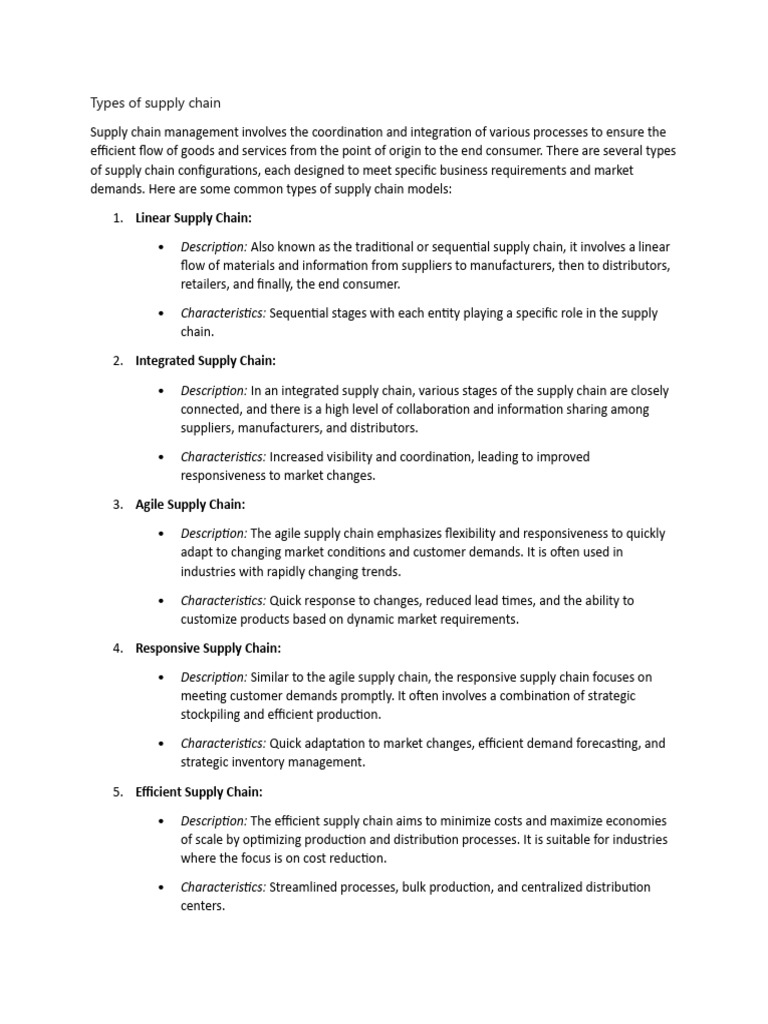 Types of Supply Chain | PDF