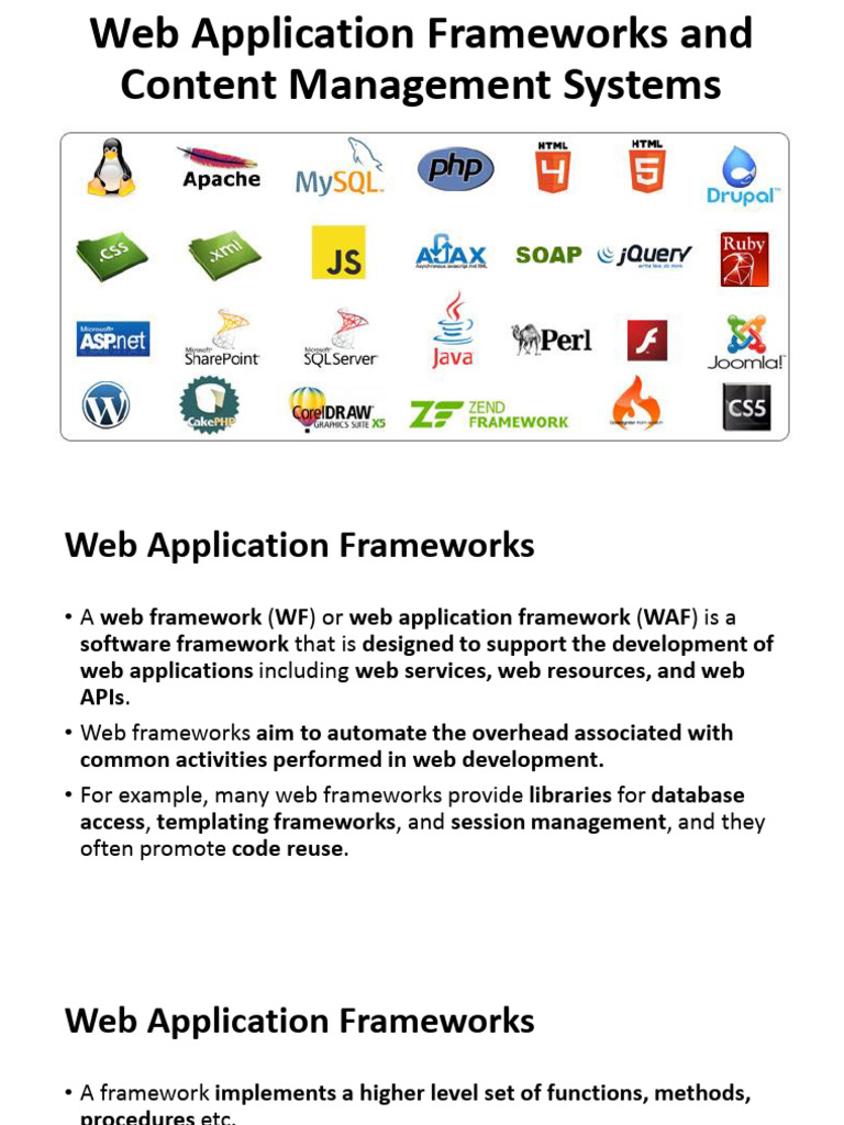 Lesson 3 Web Application Frameworks and Web Content Management Systems ...