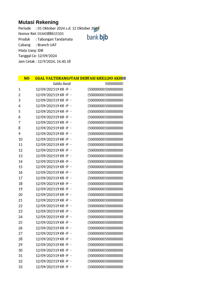 Laporan Mutasi Rekening | PDF