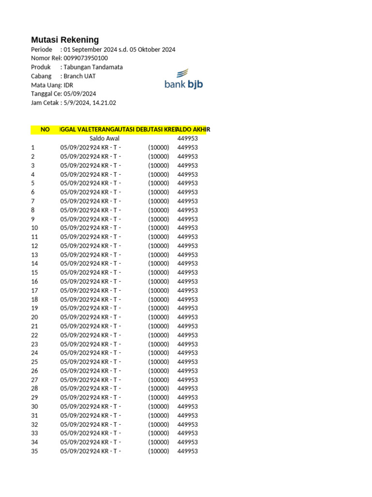 Laporan Mutasi Rekening | PDF