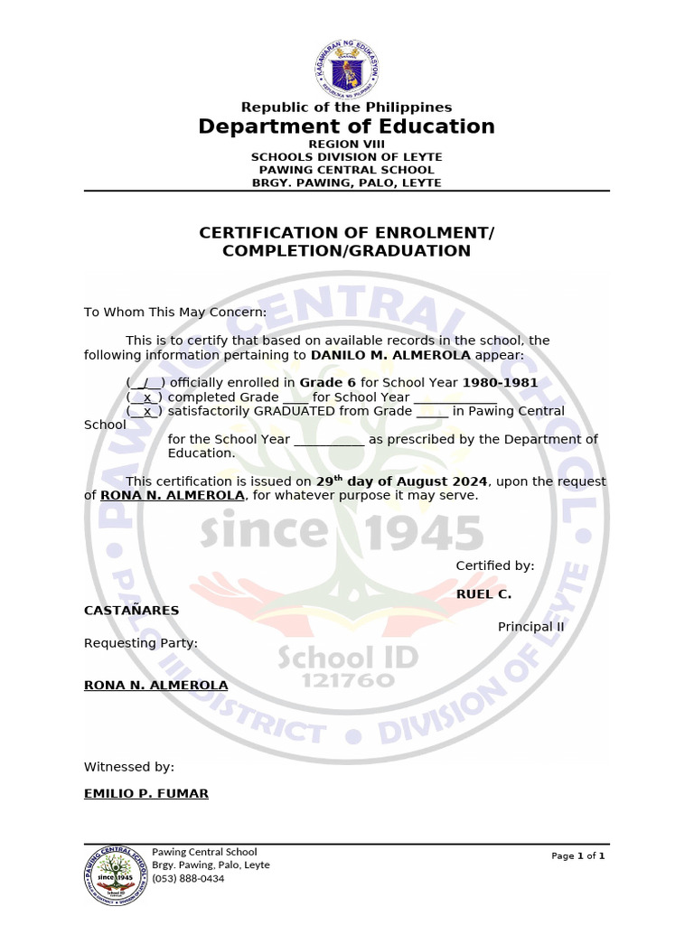 certification enrolment PDF