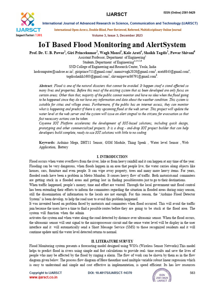 IoT Based Flood Monitoring System 1 | PDF