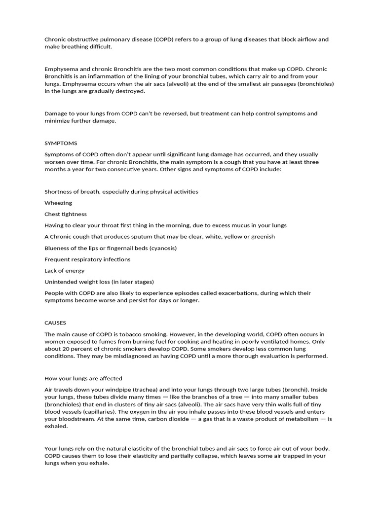 Chronic Obstructive Pulmonary Disease | PDF