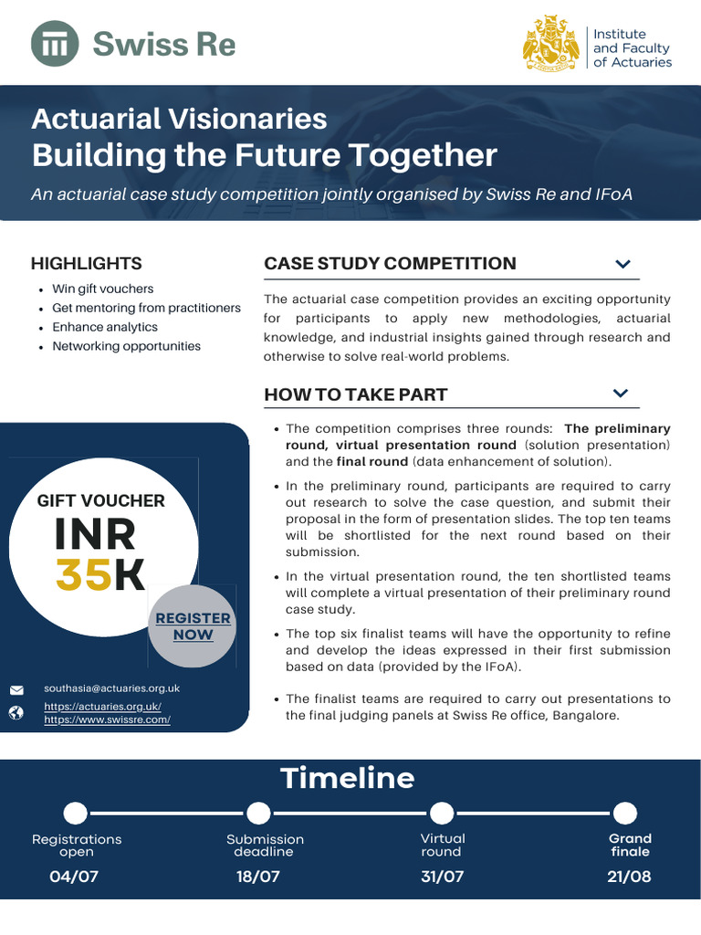 Actuarial Hackathon - SwissRe and IFoA Flyer 03072024 | PDF