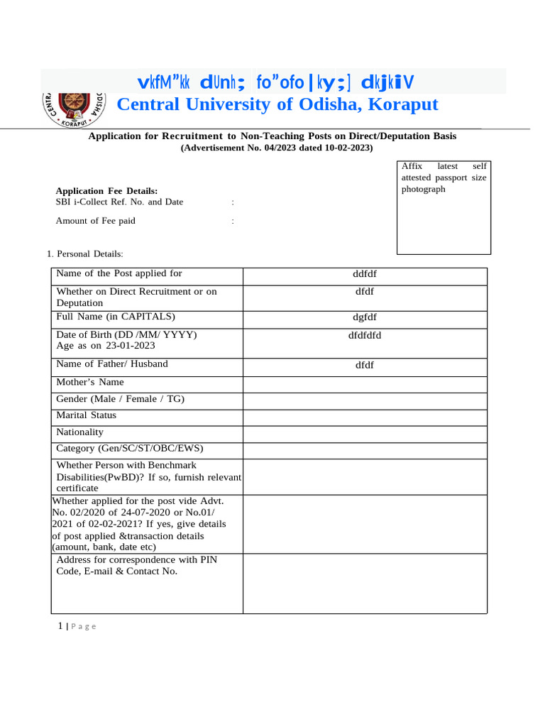 Application Form NT 10-02-2023 | PDF