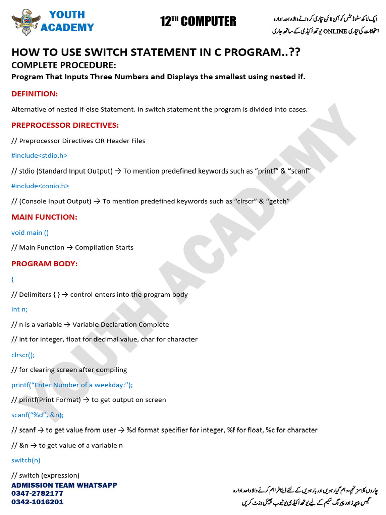 How To Use Switch Statement in C Program | PDF | Computer Program ...