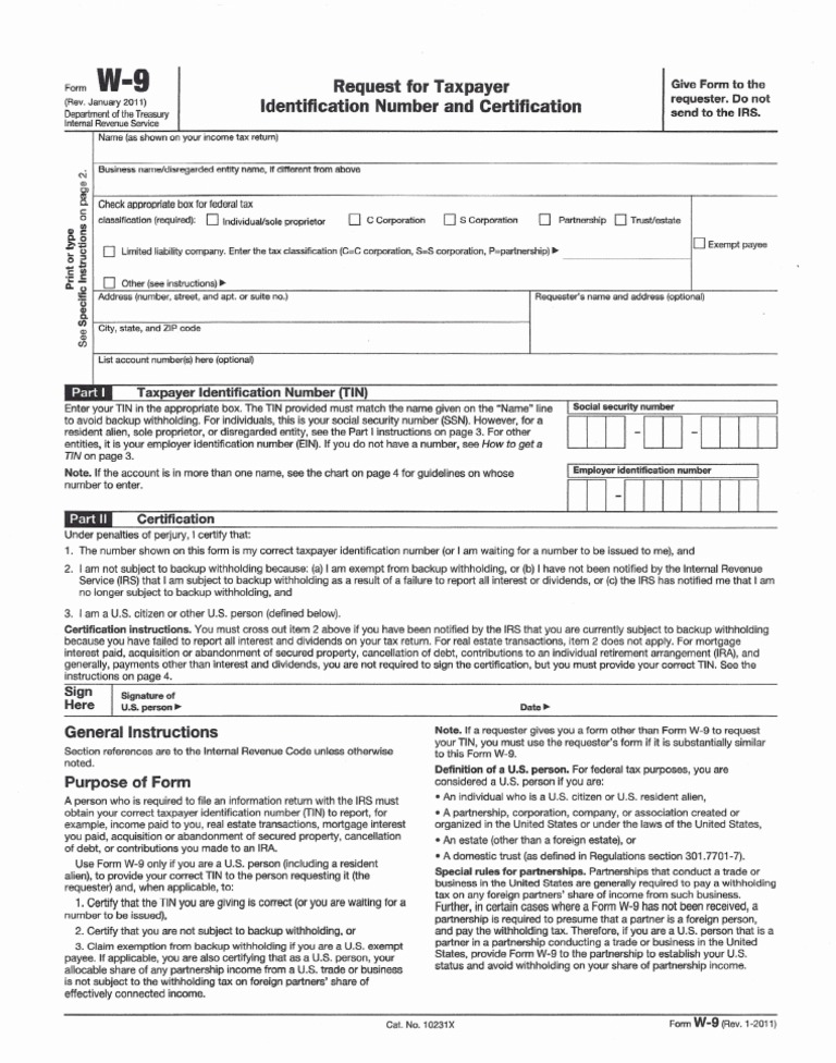 W9 Form PDF Withholding Tax Individual Retirement Account