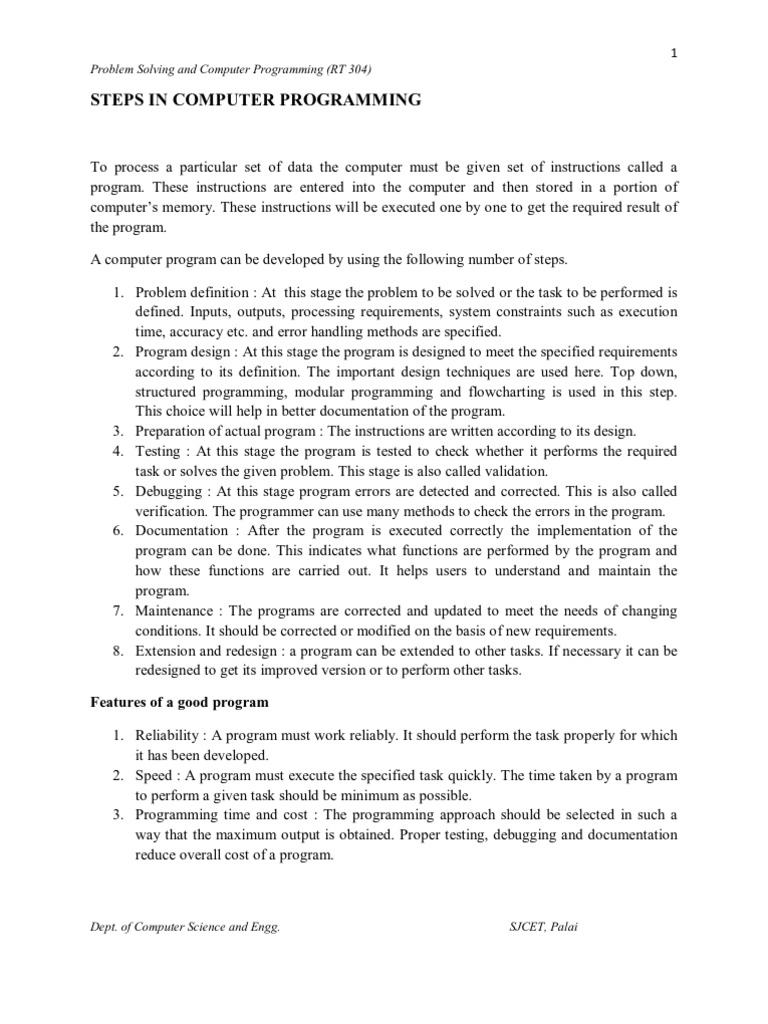 Steps in Computer Programming 1 | PDF | C (Programming Language ...