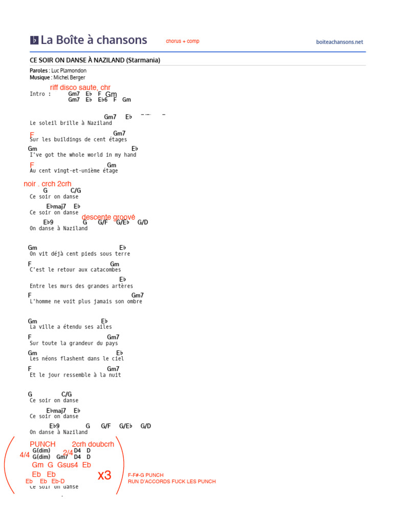 Ce Soir On Danse À Naziland - Starmania | PDF