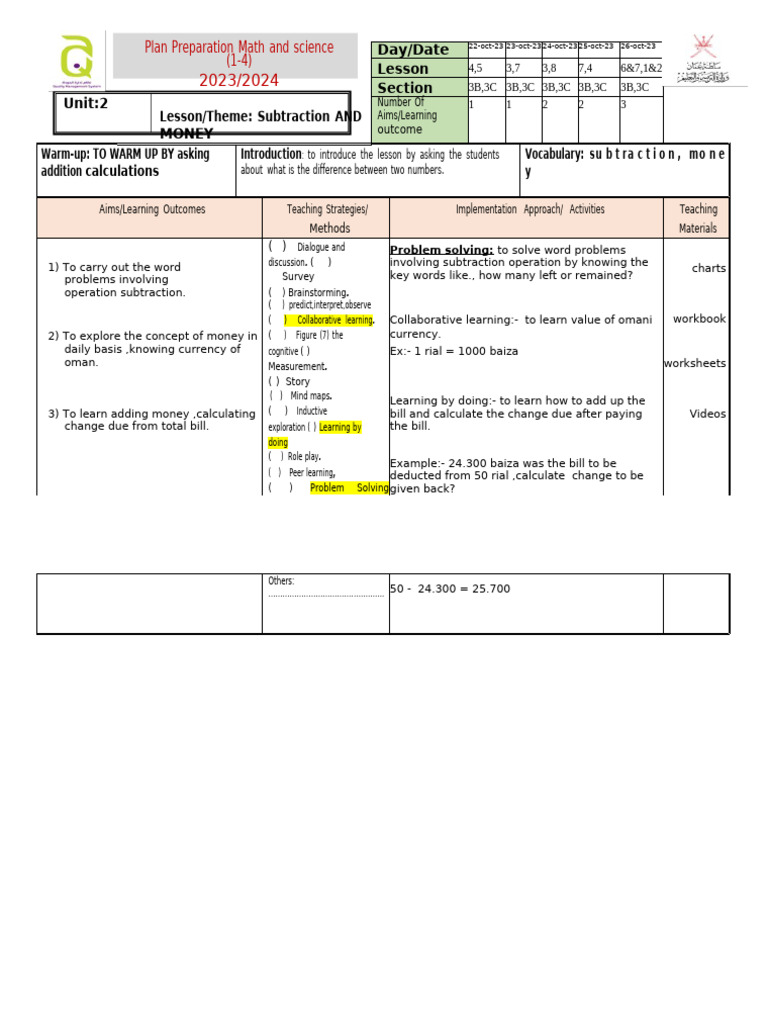 Example For Lesson Plan | PDF