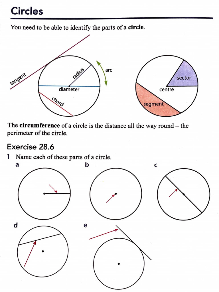 Understanding Circle Parts and Angles | PDF | Teaching Methods & Materials