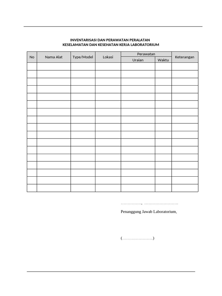 Form Inventarisasi Alat K3 | PDF