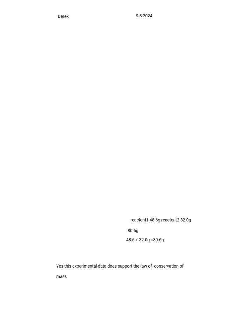 Conservation of Mass WS Derek | PDF