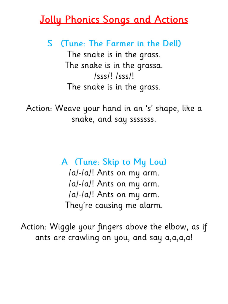 Jolly Phonics Songs And Actions Pdf